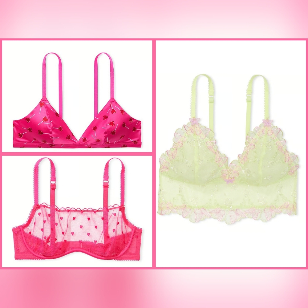 NEW Victoria's Secret & PINK Sexy Bralette Bras Lot of 3 Large